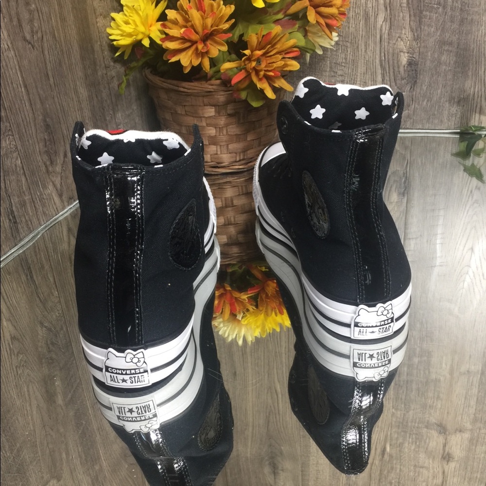 🌺 CONVERSE CTAS HI SHOES BLACK/FIERY RED/WHITE - Picture 4 of 8